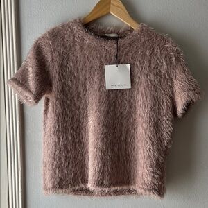 Zara• NWT• Beige-Pink Eyelash Sweater• Sz M